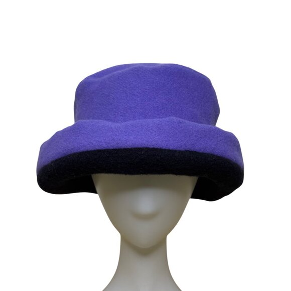 James Peter Vintage Purple & Black Wool Cashmere Women's Cloche Hat Retro Style - Picture 1 of 13